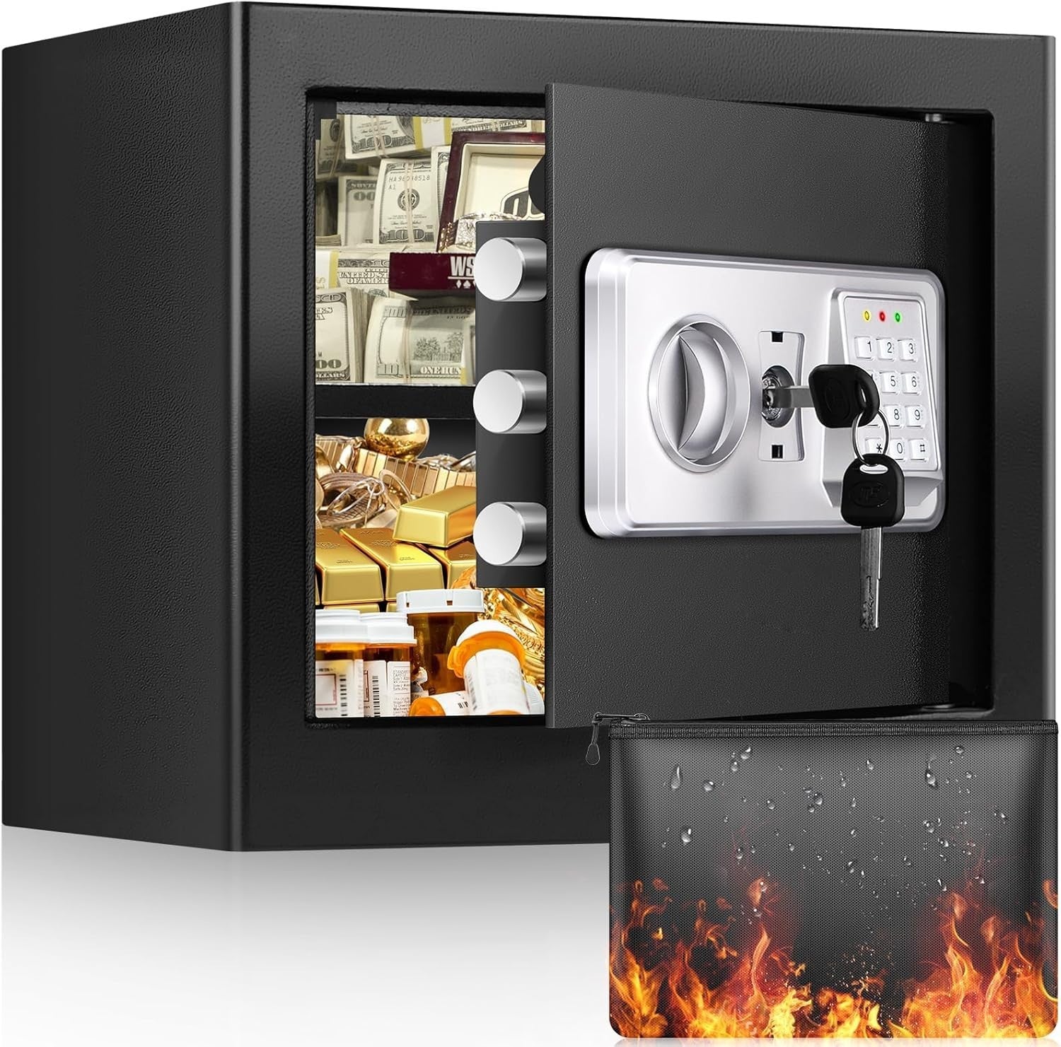 34L Digital Safe Box Alarm Silent Mode A4 Document Money Safe