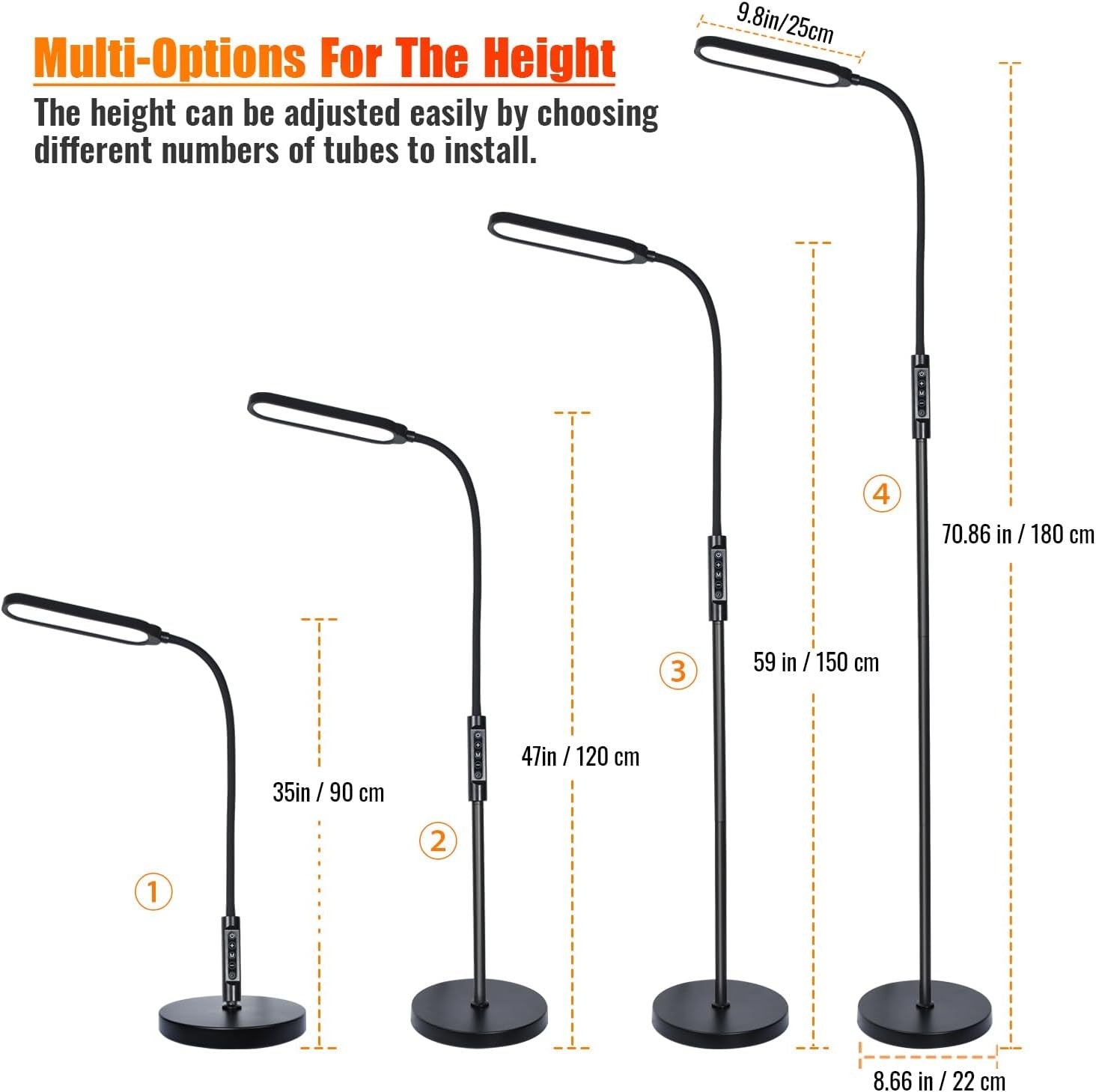 LED Floor Lamp 18W Dimmable Standing Light Remote Control Modern Reading Lamp