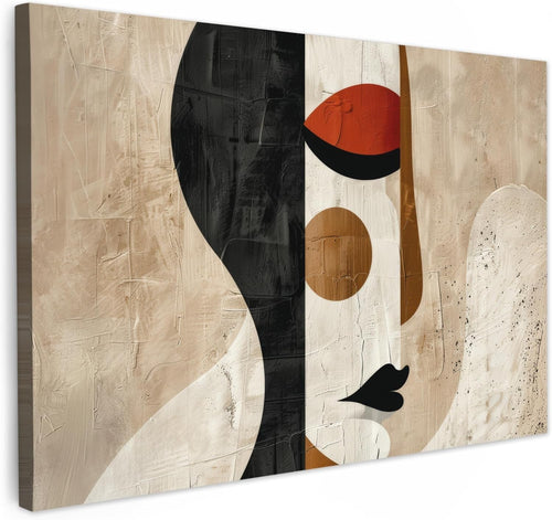 Abstract Canvas Wall Art Modern Woman White Beige Luxury Wall Decor 35x24