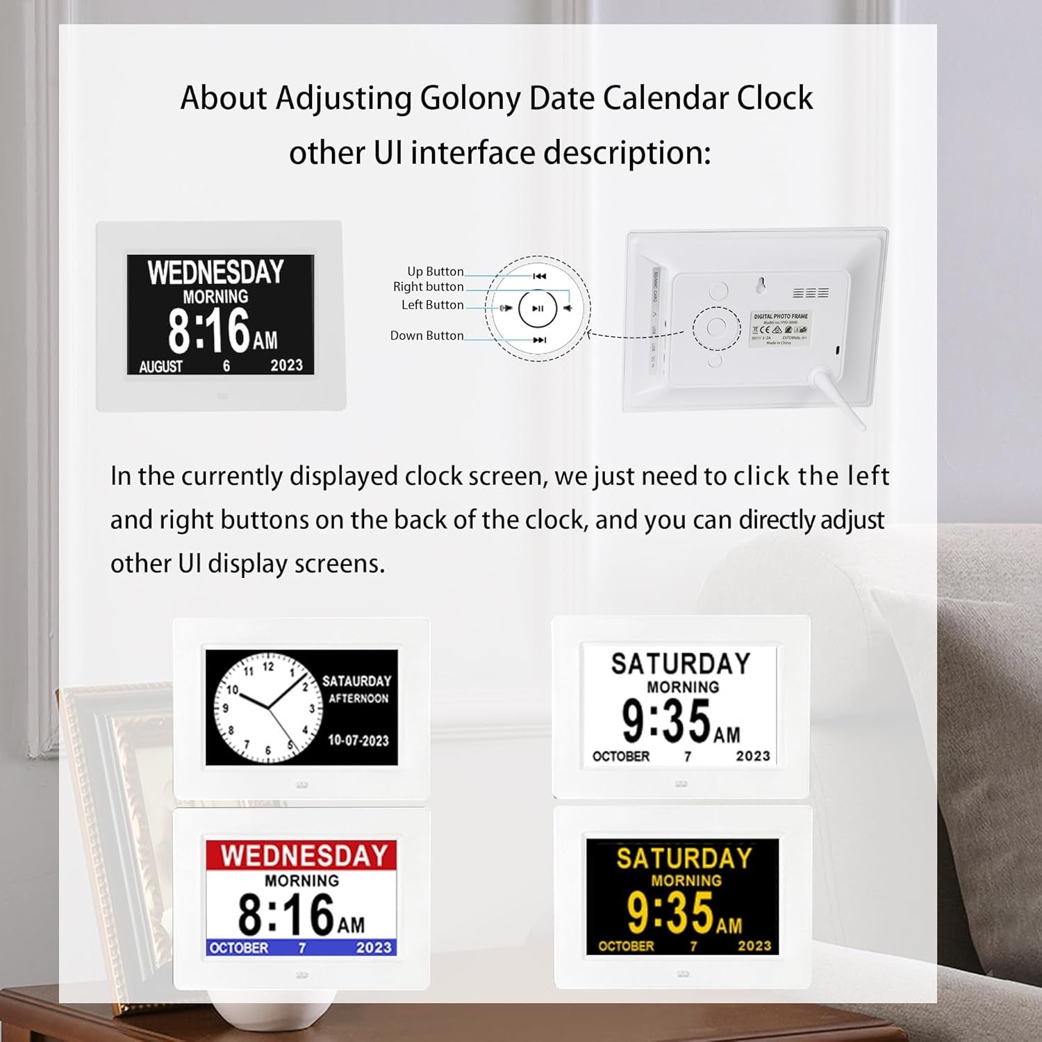 Large Dementia Clock Big Display Day Date Time Digital Auto Dim Elderly
