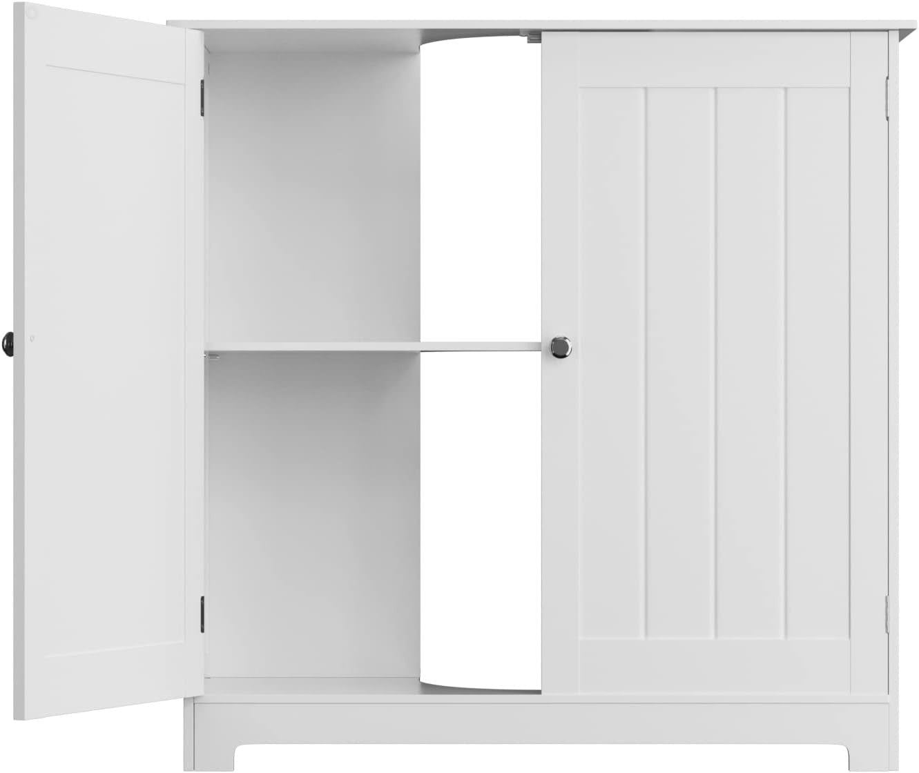White Under Sink Bathroom Cabinet 60x30x60cm Wooden Storage Cupboard