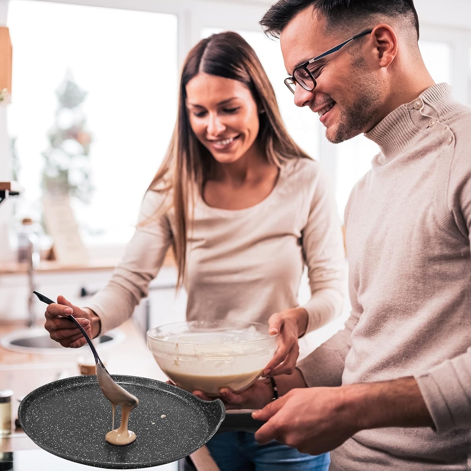 26cm Black Non-Stick Pancake Pan for Crepe, Omelette Frying Pan Induction Safe