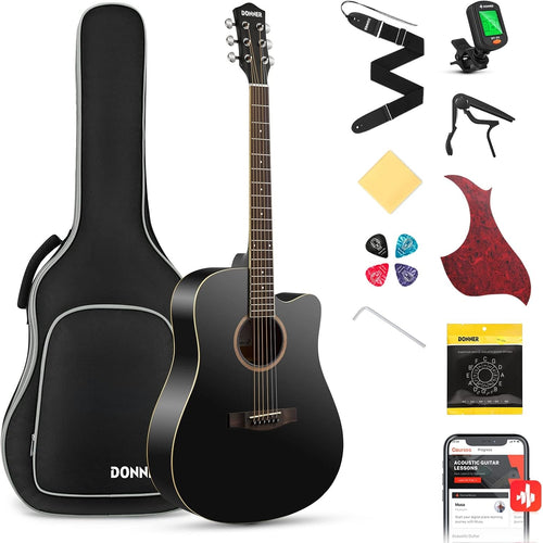 Full Size 4/4 Cutaway Acoustic Guitar Kit w/ Bag Tuner Capo