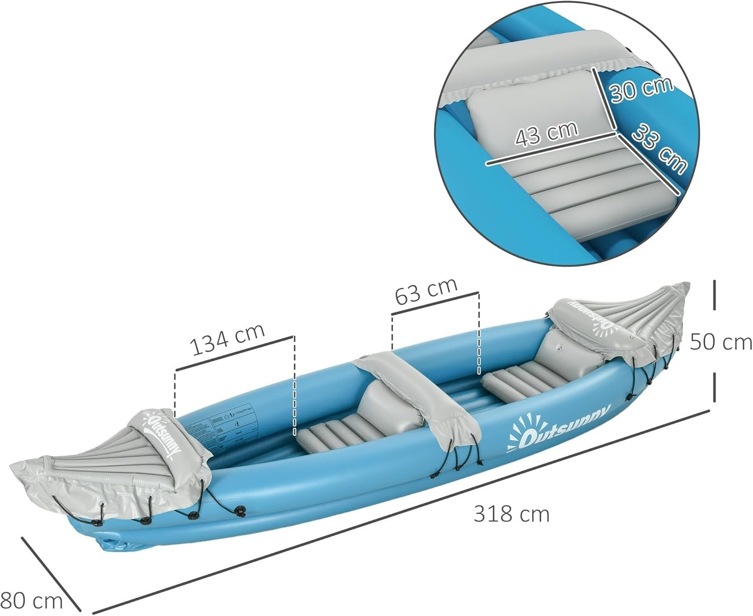 2 Person Inflatable Kayak Canoe Set w/ Pump Oars Repair Kit