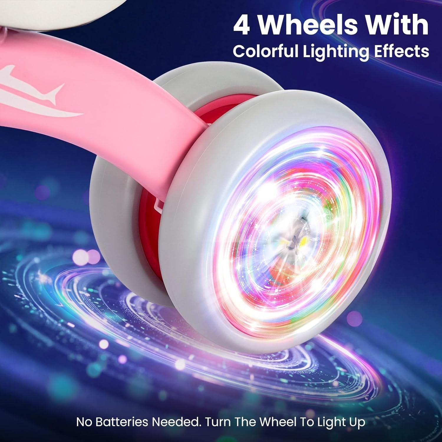 Baby Balance Bike 4 Wheel Toddler Ride On Adjustable Seat Light Up Pink