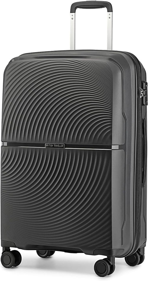 Medium Hard Shell Suitcase 4 Spinner Wheels Lightweight PP TSA Lock Black