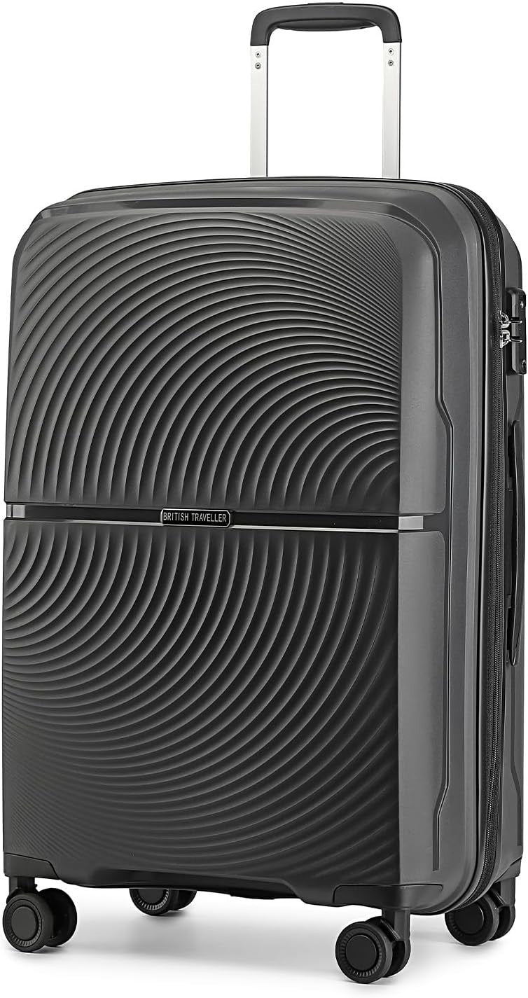 Medium Hard Shell Suitcase 4 Spinner Wheels Lightweight PP TSA Lock Black