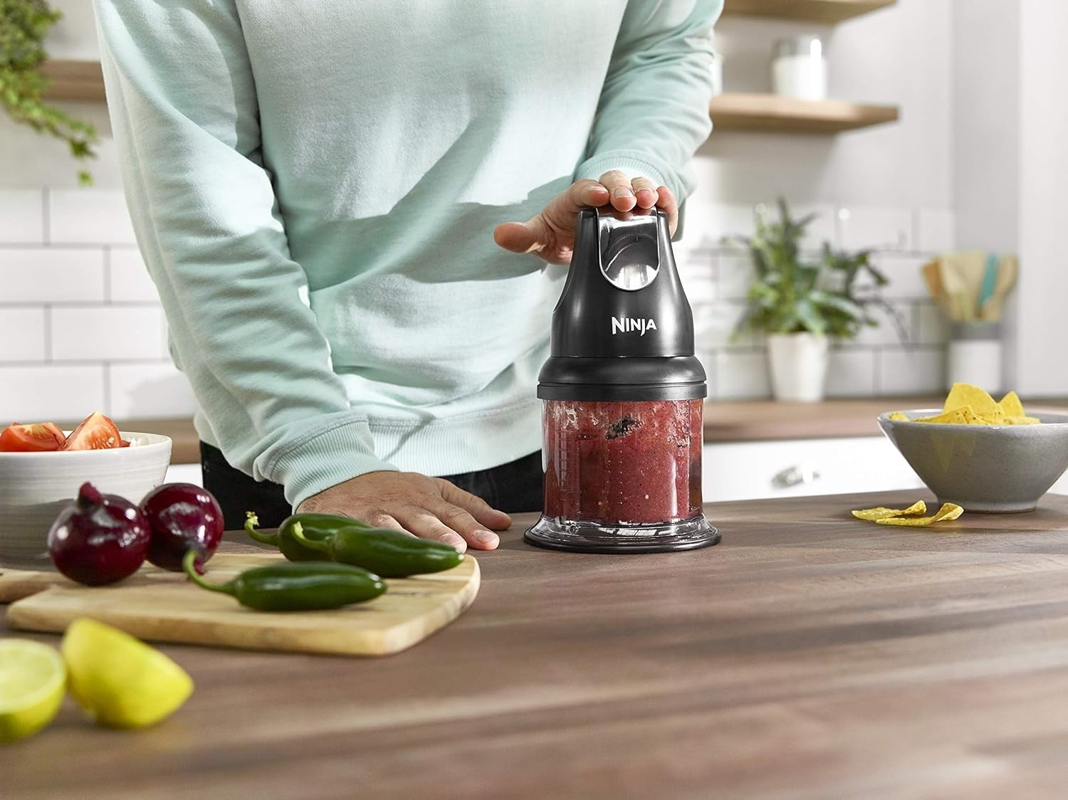 200W Compact Food Chopper with 2 Stackable Containers | Easy Prep & Store