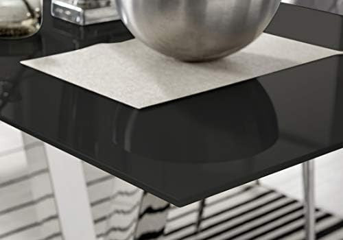 Modern Black Glass Dining Table Set with 6 Mustard Chairs 140x80x75cm