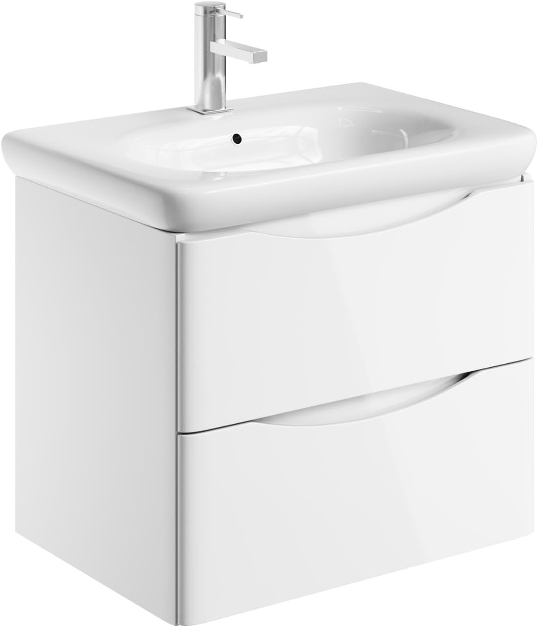 600mm Wall Hung Vanity Unit with Basin White Gloss Floating Bathroom Storage
