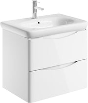 600mm Wall Hung Vanity Unit with Basin White Gloss Floating Bathroom Storage