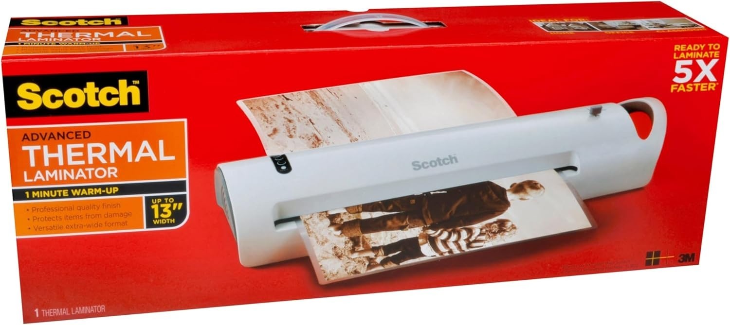 Extra Wide 13” Thermal Laminator 1-Min Warm-Up Fast Bubble-Free