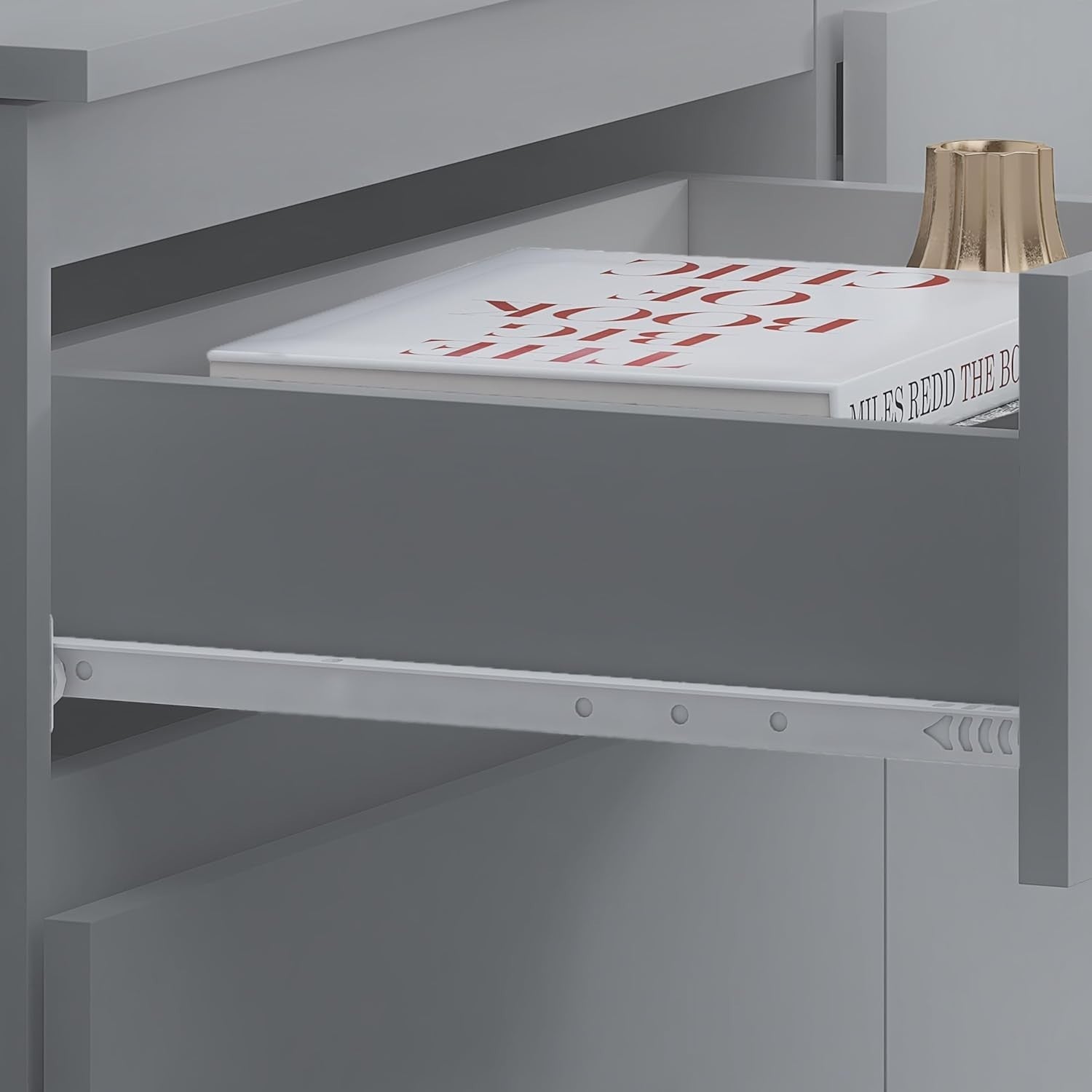 Grey 6 Drawer Chest Dresser Unit Bedroom Storage Cabinet Modern MDF