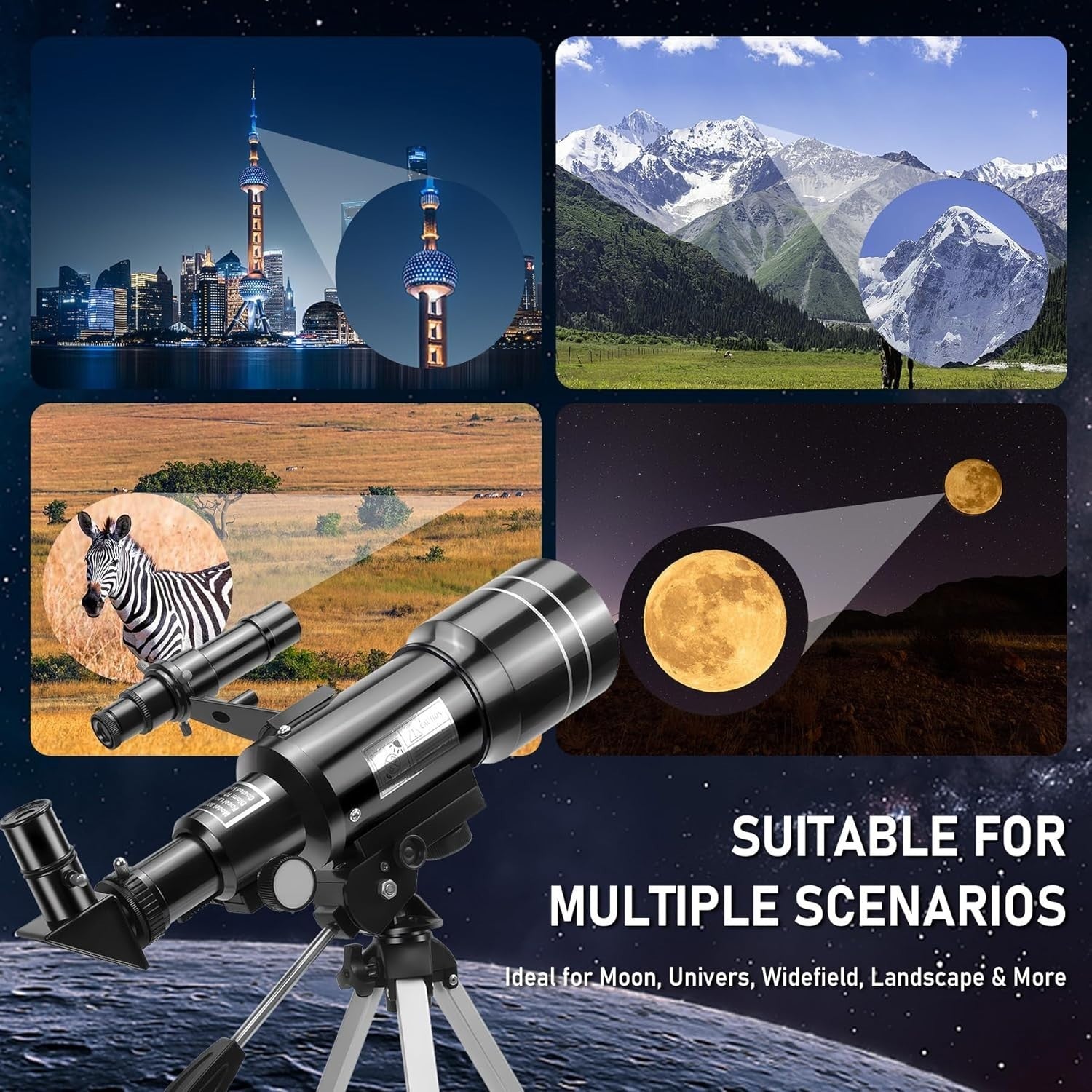 70mm Kids Telescope with Tripod, Phone Adapter & 150X Magnification