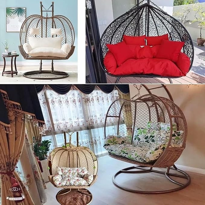 Outdoor Double Hanging Egg Chair 2 Seater Rattan Swing Hammock Waterproof