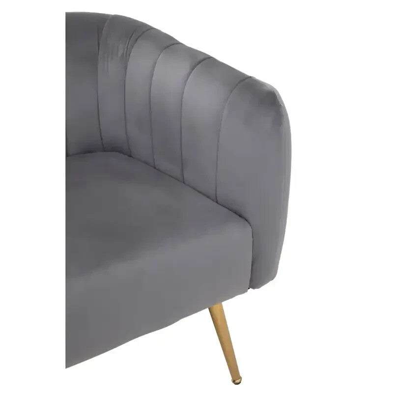 Luxury Grey Velvet 2 Seater Sofa | Gold Legs | Compact Modern Lounge Couch