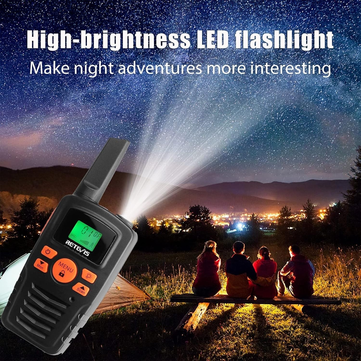 PMR446 Walkie Talkies 4 Pack Long Range VOX LED Torch Outdoor Radio