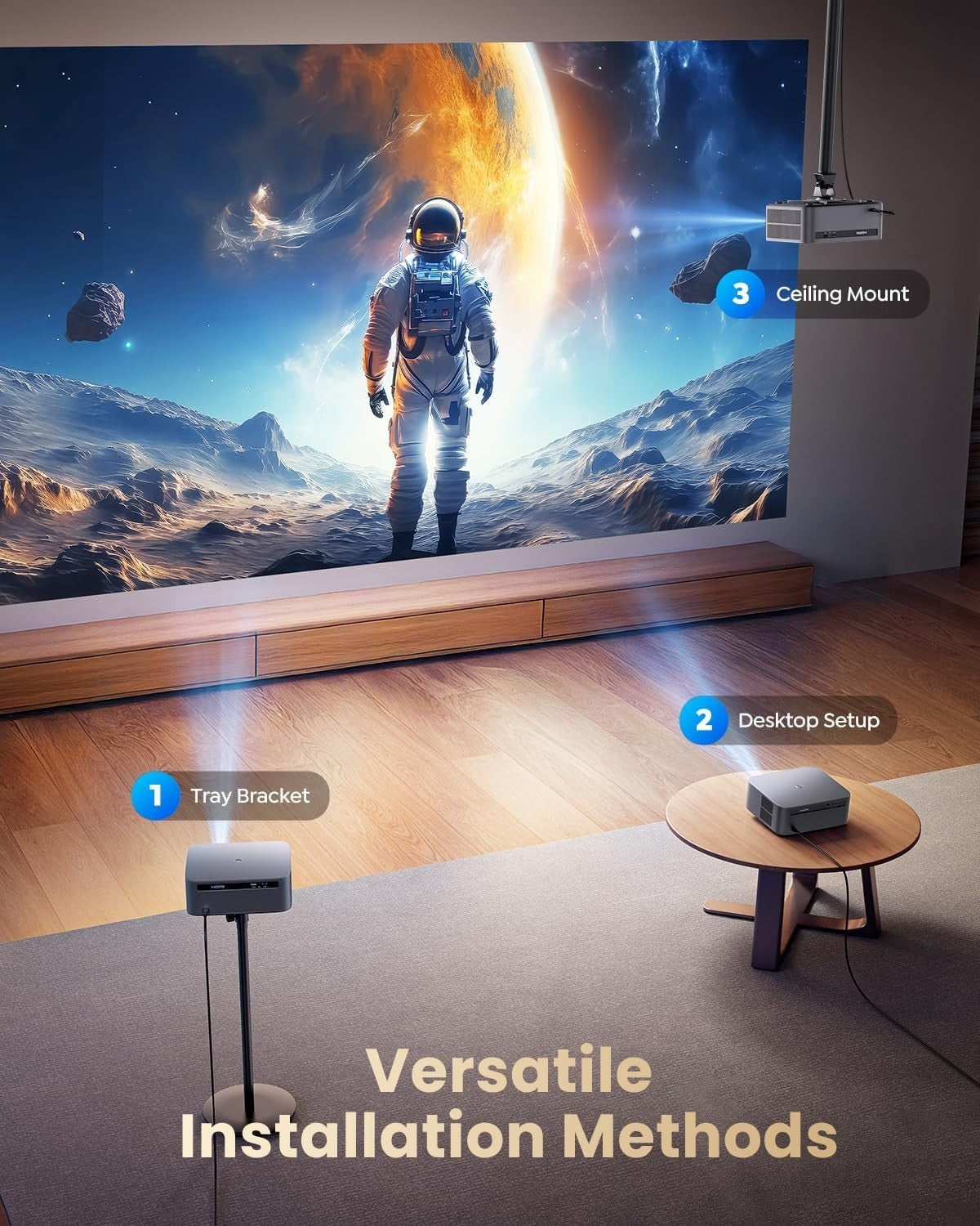 1200 ANSI Smart Projector 1080P 4K Google TV WiFi 6 Bluetooth Netflix