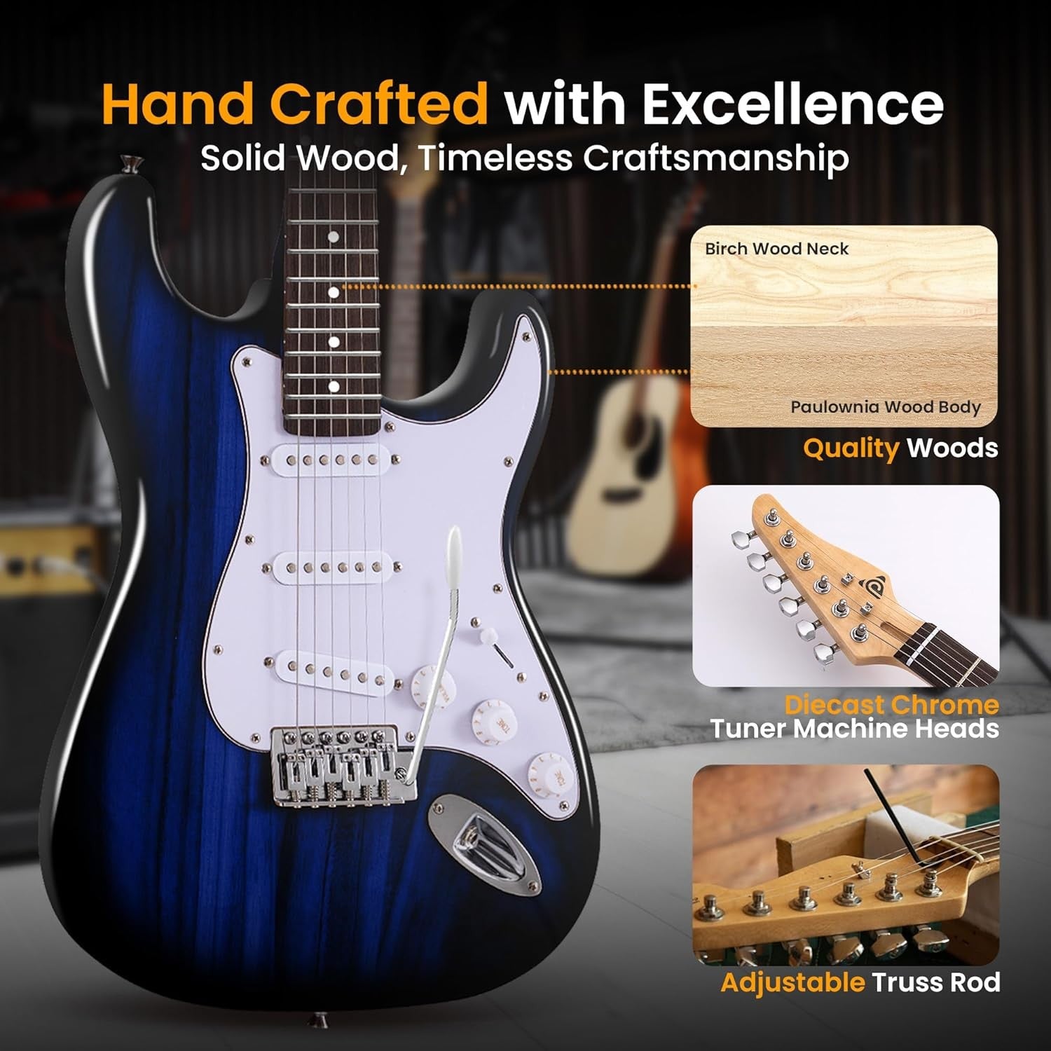 Full Size Electric Guitar Kit 97cm Beginner Set w/ 5W Amp & Bag