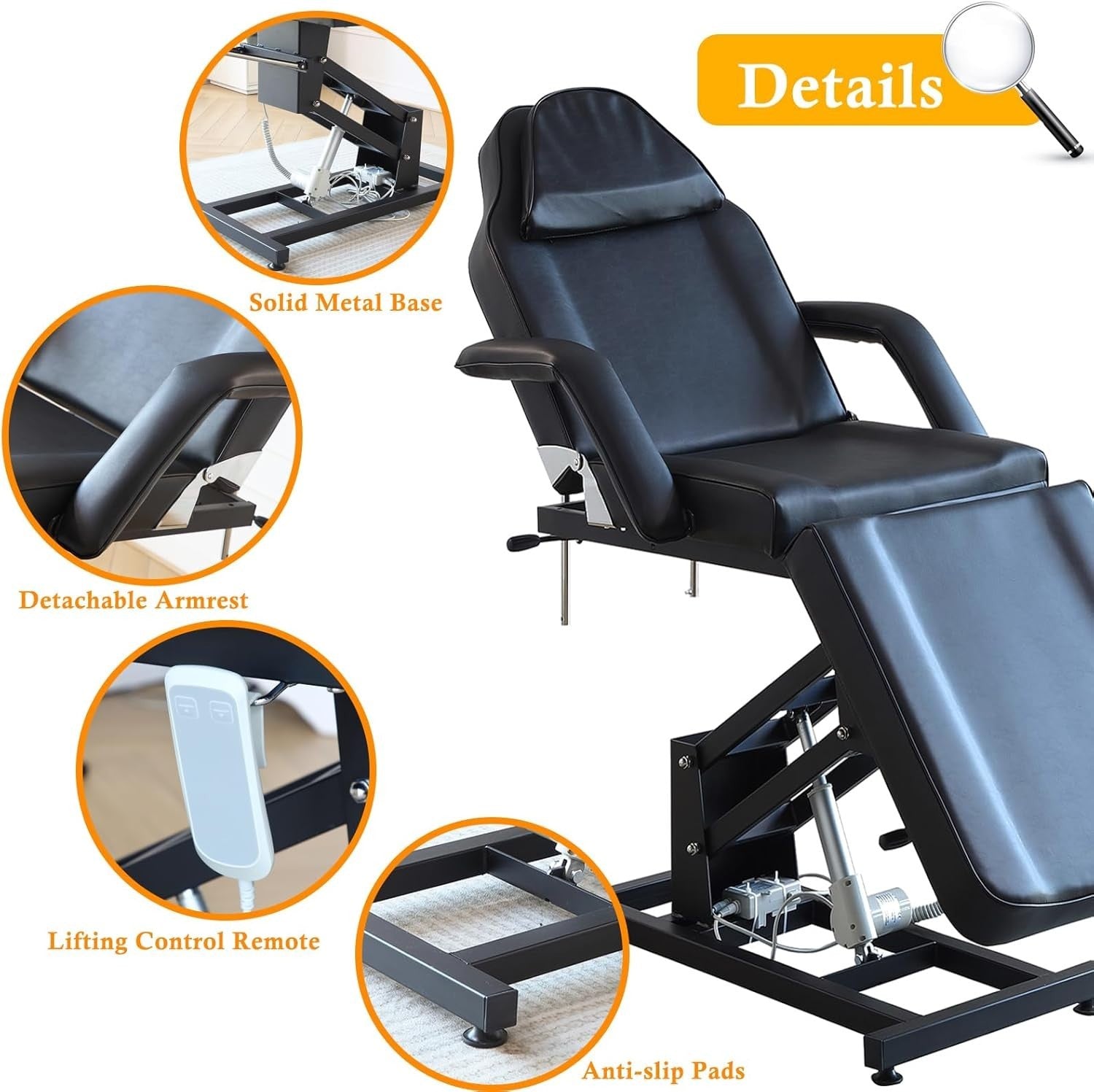 3 Section Adjustable Massage Table Folding Therapy Bed With Removable Supports