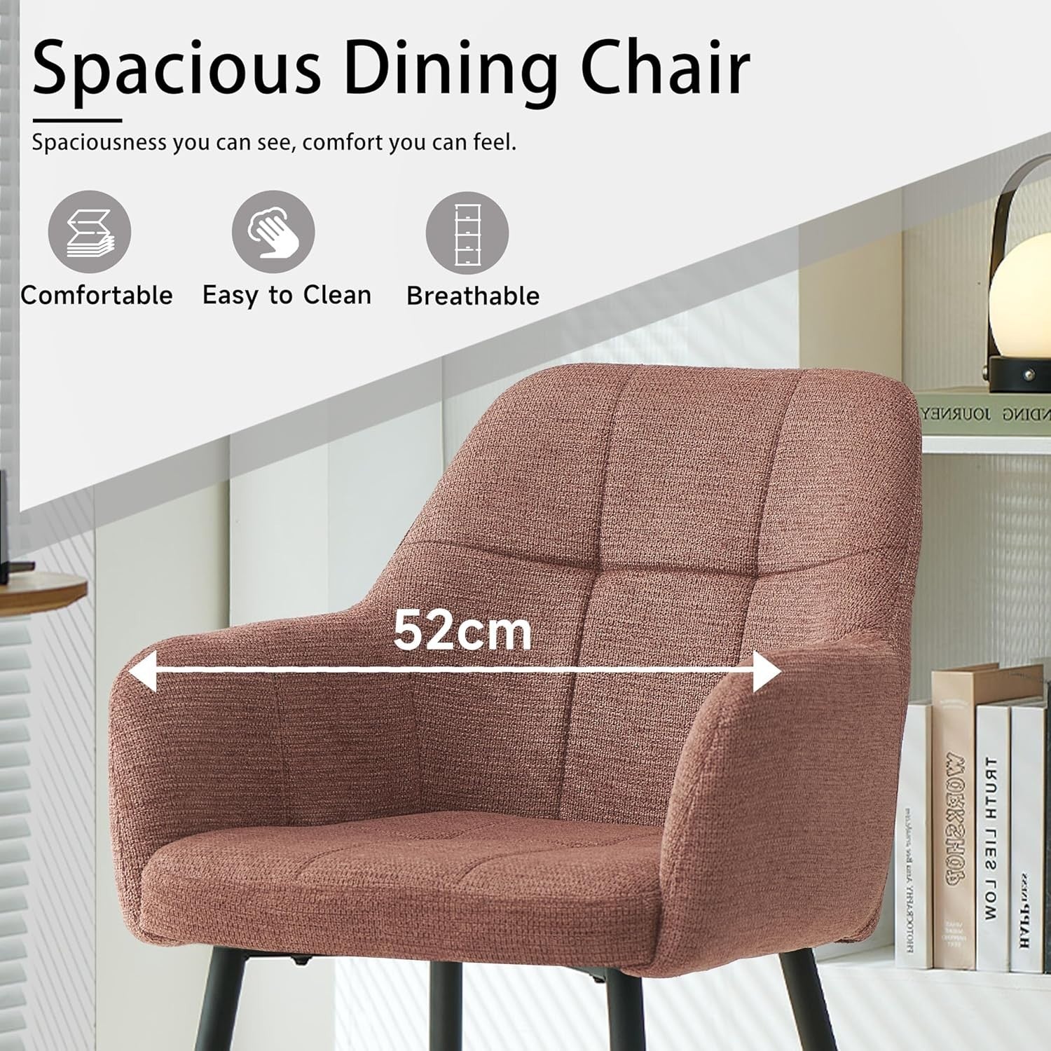 Plush Chenille Armchair Cross Metal Legs Soft Padded Seat Dining Office
