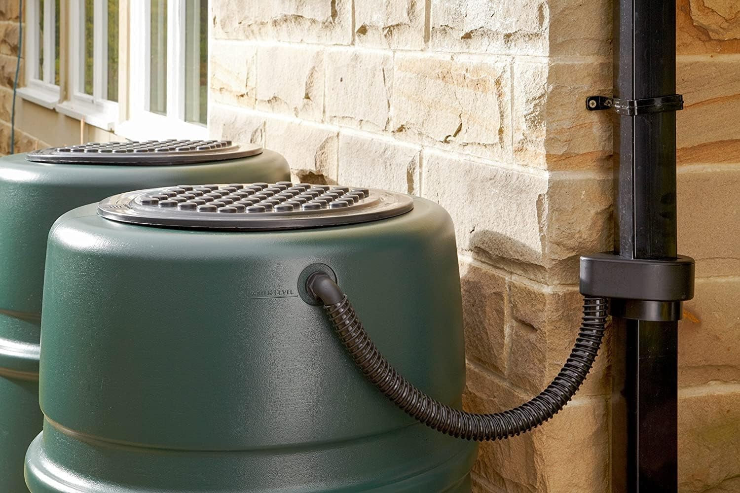 227L Green Water Butt Kit With Stand, Tap & Diverter Rain Collector