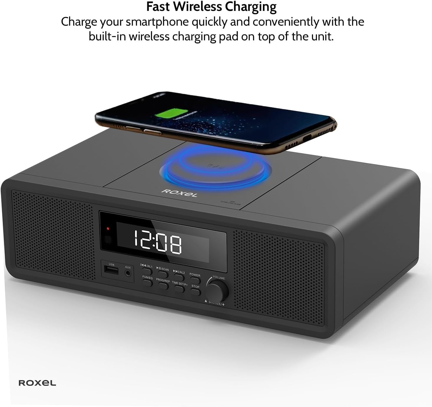 Compact Mini HiFi CD Player Bluetooth FM USB Wireless Charging 30W