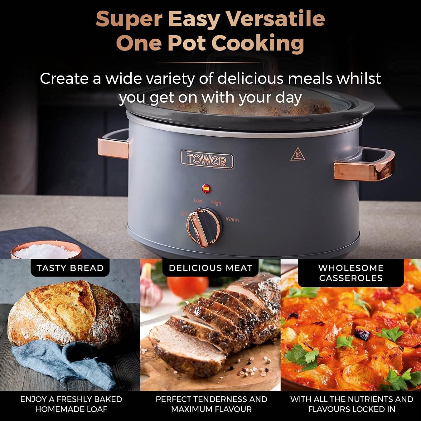 Family Size 3.5L Slow Cooker with Removable Pot & 3 Heat Controls