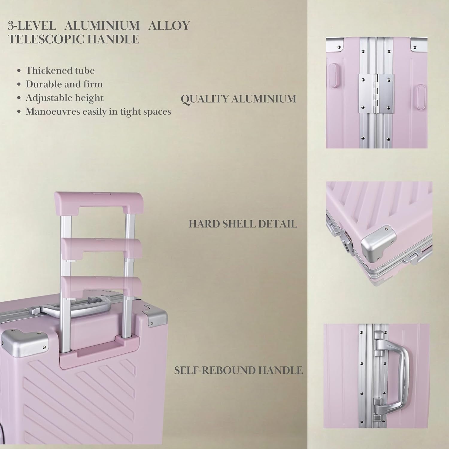 Large Zipperless Polycarbonate Suitcase Dual TSA Locks Spinner Lavender