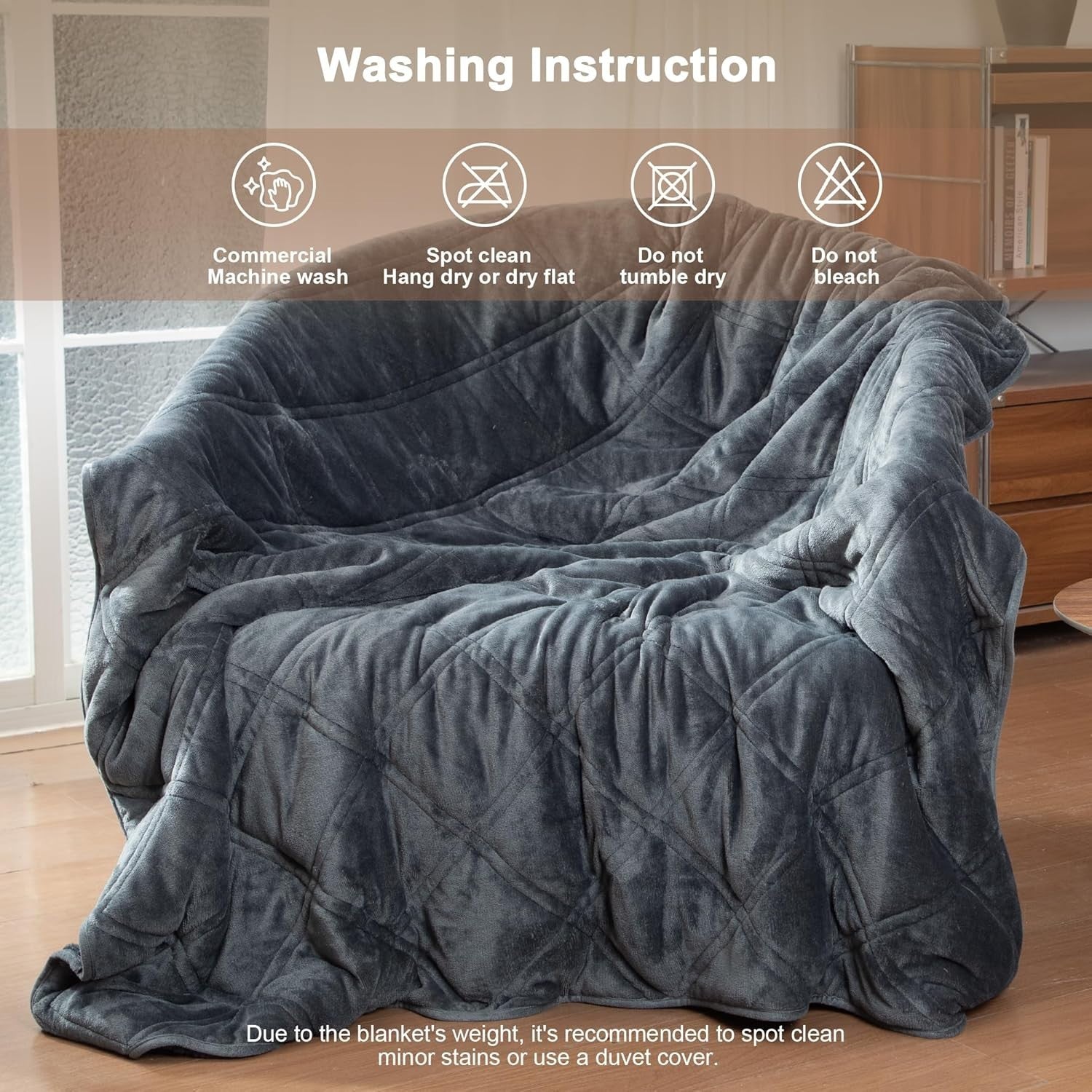 Sherpa Fleece Weighted Blanket for Adults - Grey - Queen Size 150x200cm