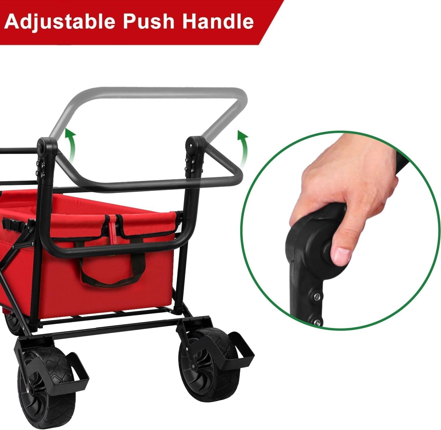350lbs Heavy Duty Folding Beach Wagon Push Pull Cart w/ Big Sand Wheels & Brakes