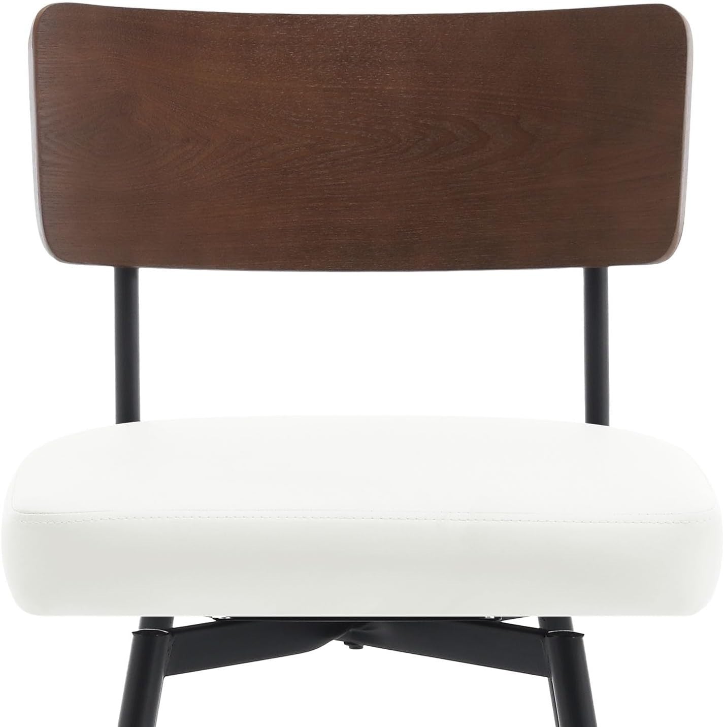 Swivel Bar Stools Set of 2 PU Leather White Wood Back 65cm Seat