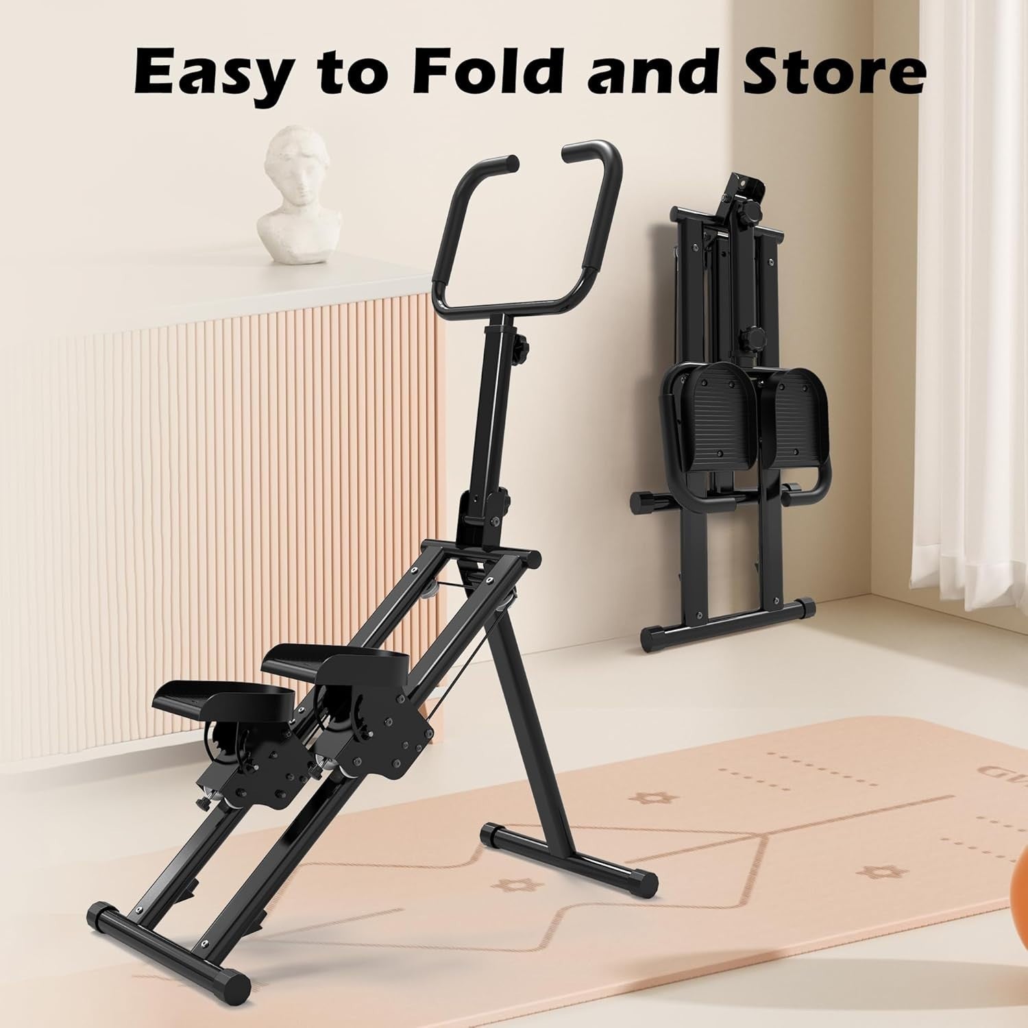 Foldable Stair Climber w/ Adjustable Handle, Large Treads & Full-Body Workout