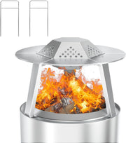 Stainless Steel Heat Deflector for Fire Pit 15" with Handle & Legs