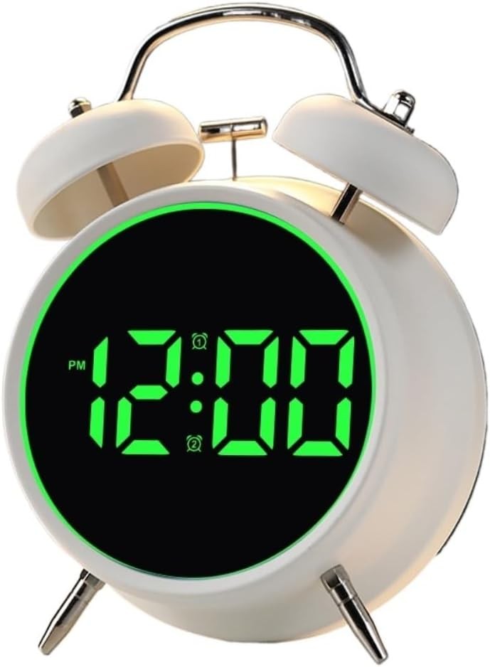 Extra Loud Bell Alarm Clock Heavy Sleepers LED Digital Wake Up Clock
