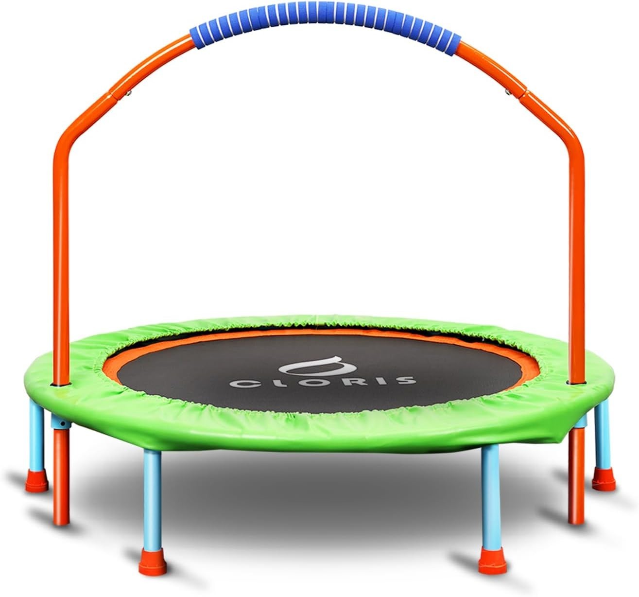 38in Foldable Fitness Trampoline Adjustable Handle Quiet Rebounder 220lb