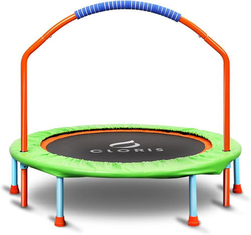 38in Foldable Fitness Trampoline Adjustable Handle Quiet Rebounder 220lb