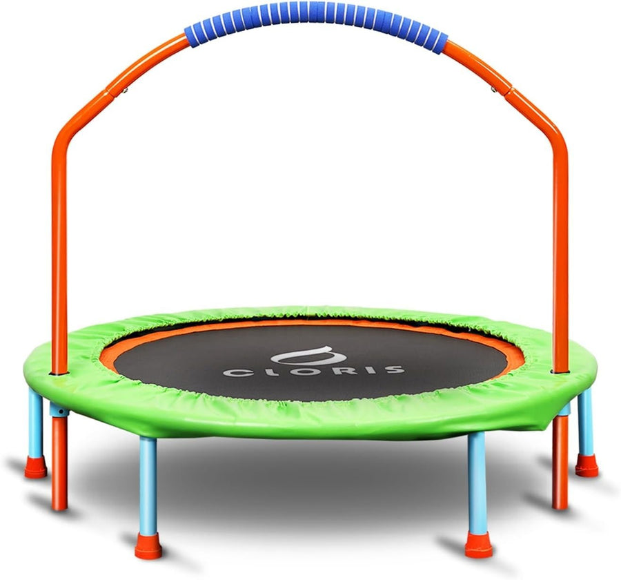 38in Foldable Fitness Trampoline Adjustable Handle Quiet Rebounder 220lb