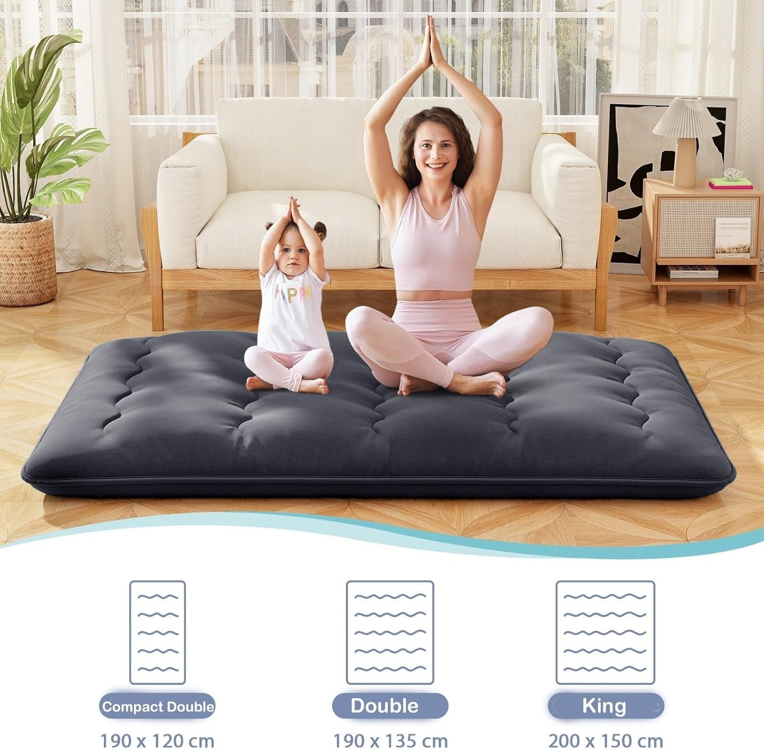 10cm Thick Japanese Floor Mattress King Size Foldable Tatami Futon Sleeping Pad