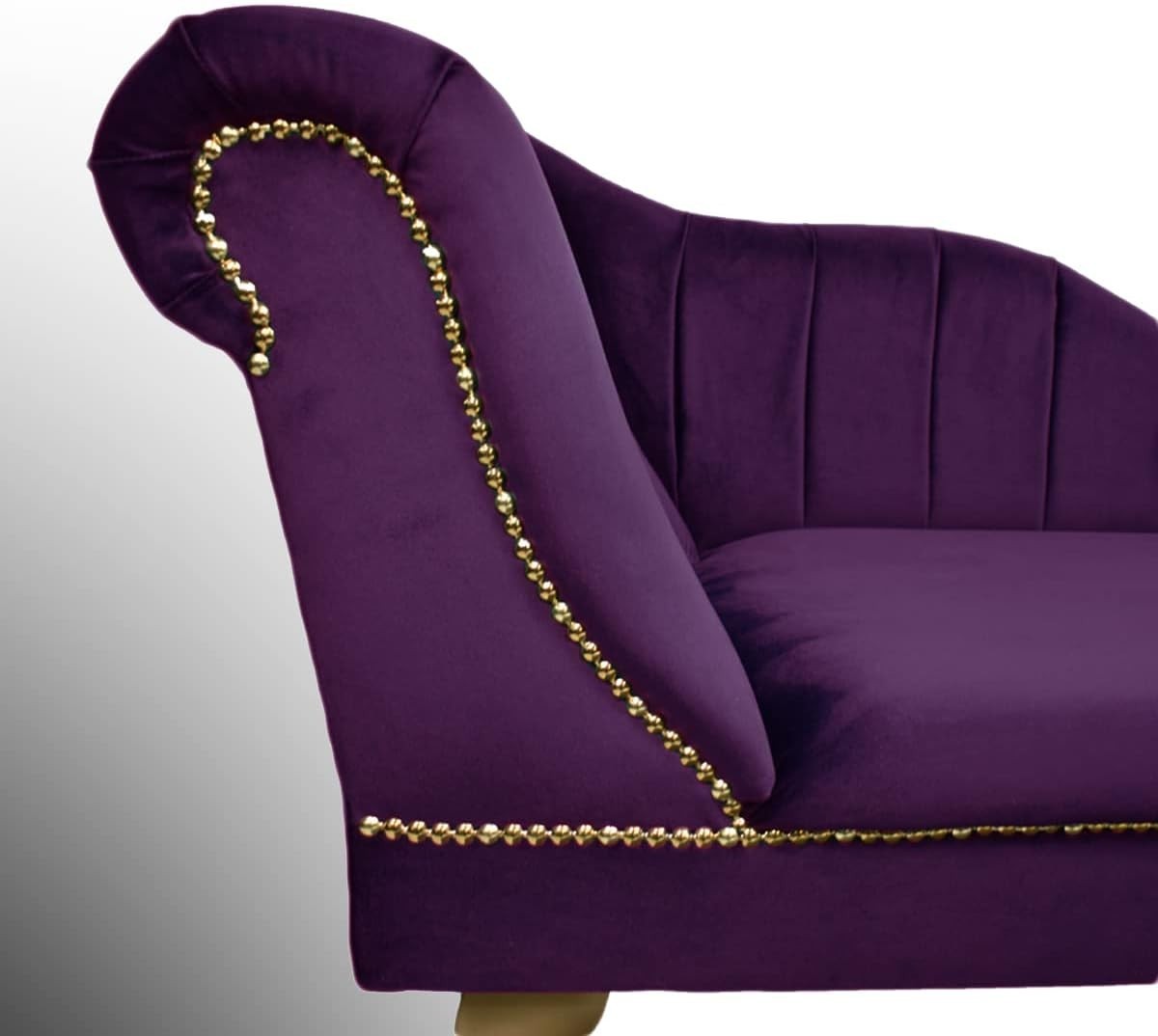 Velvet Tufted Chaise Lounge Sofa Amethyst Left Hand Accent Chair 135cm
