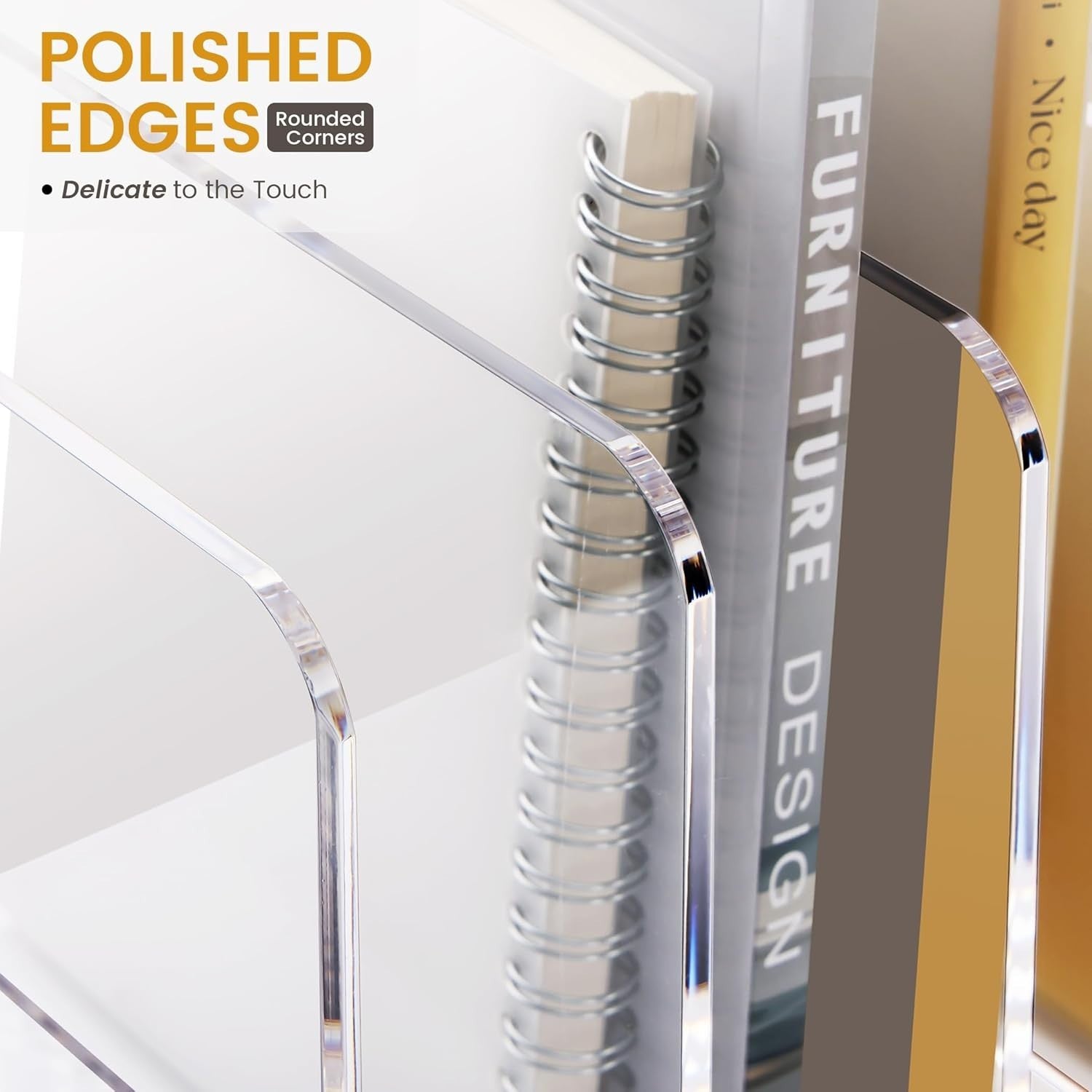 Clear Acrylic Desk File Organizer 5 Compartments Magazine Folder Rack
