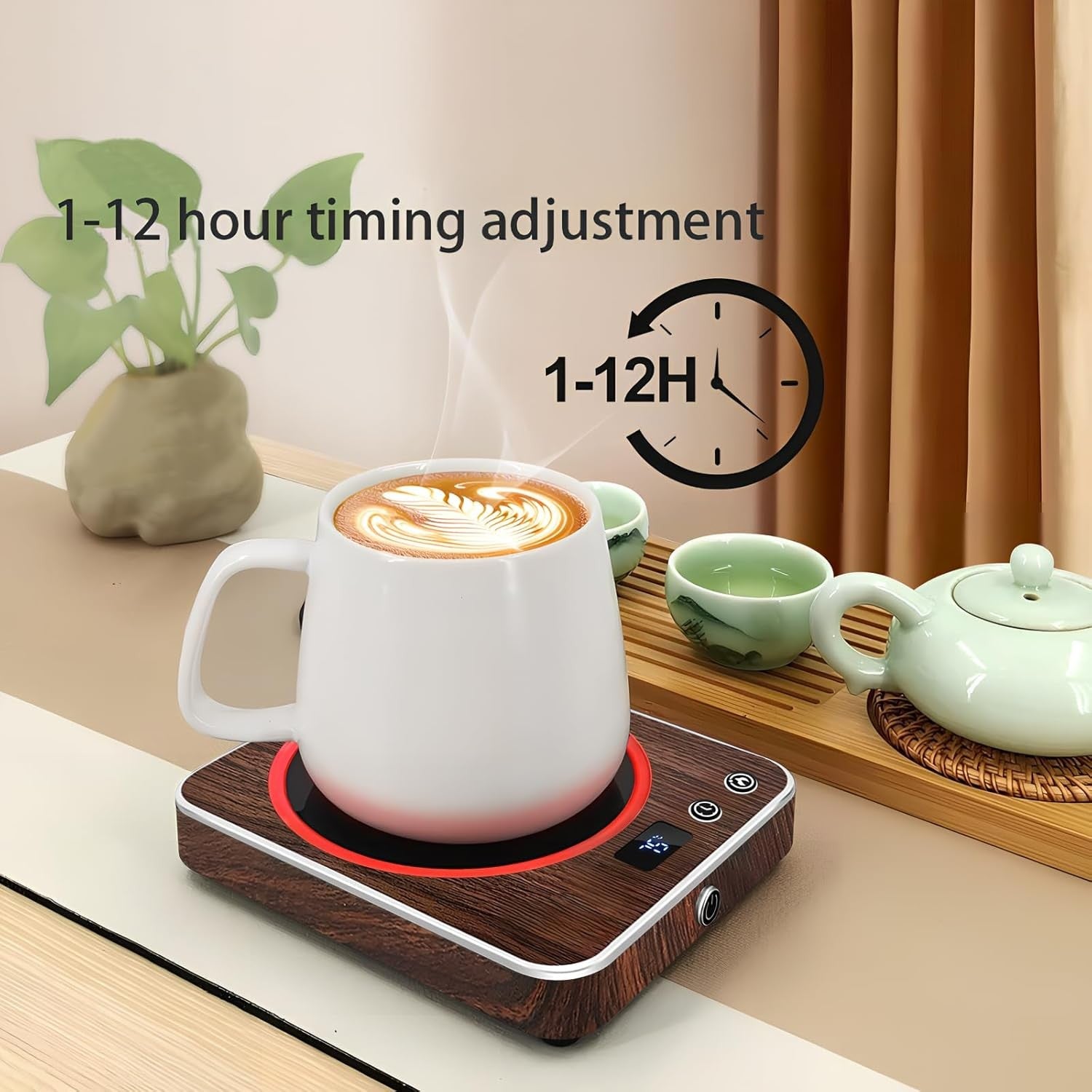 Smart Coffee Mug Warmer 3 Temp Settings LED Desk Cup Heater Pad
