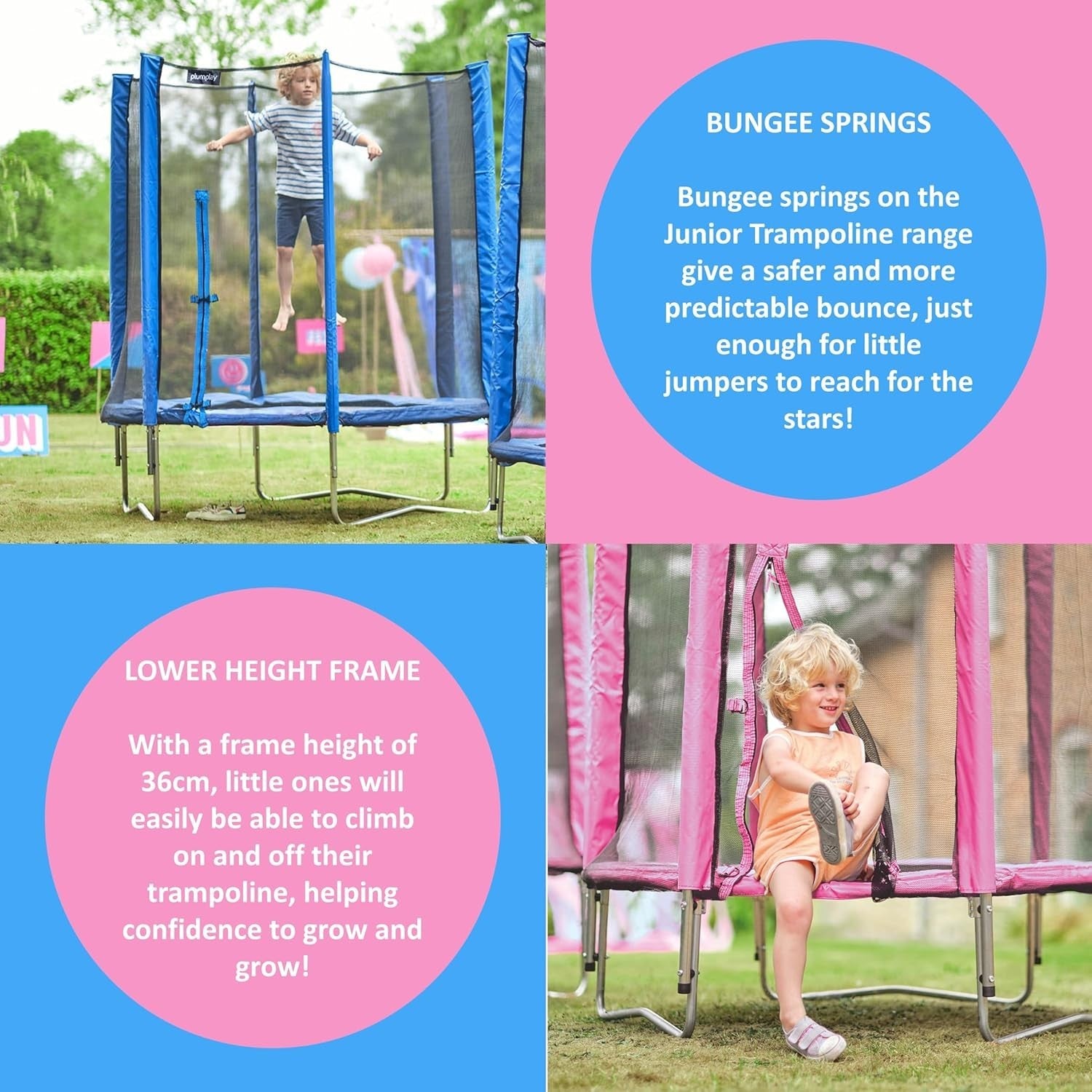 Low Height 4FT Kids Trampoline with Enclosure Net Safe Indoor Outdoor