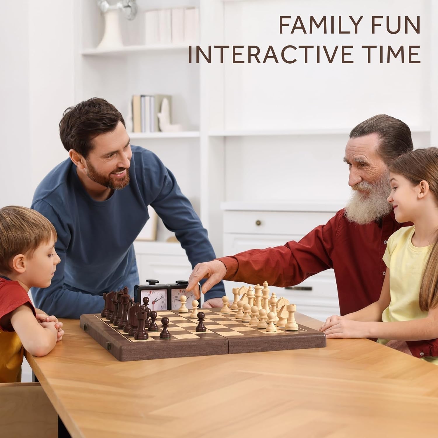 Walnut Magnetic 2-in-1 Chess & Checkers Set | 38cm Folding Wooden Board
