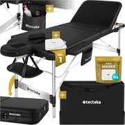 Portable 3 Zone Massage Table Foldable Aluminium Spa Beauty Bed 70cm Black