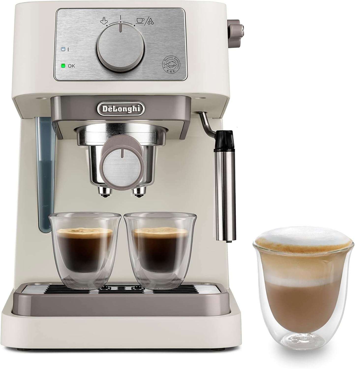 Manual Espresso Coffee Maker | 15 Bar Pressure | Milk Frother & Dual Cup Tray