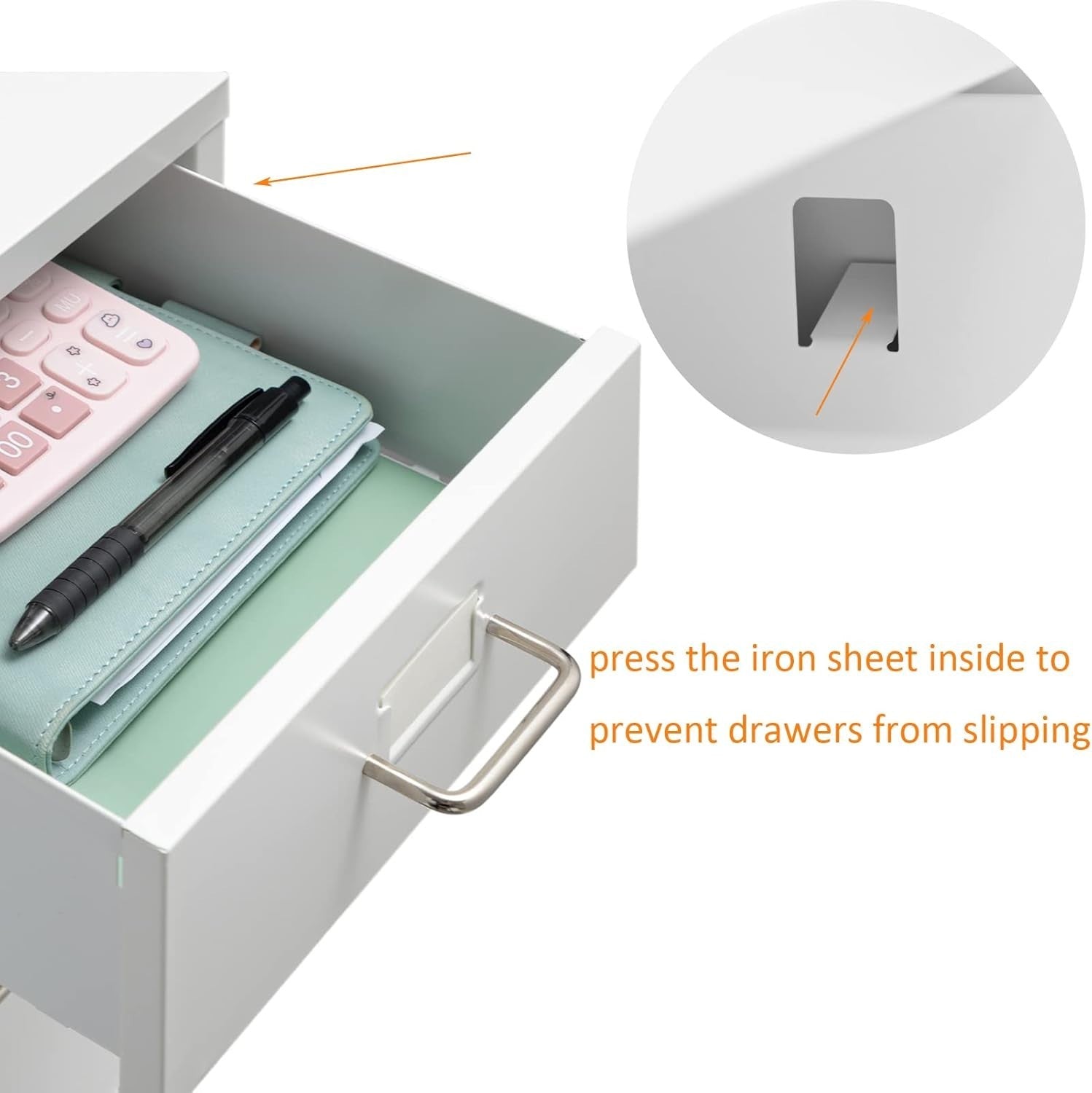 Compact White Metal Rolling File Cabinet 3 Drawer Under Desk Storage