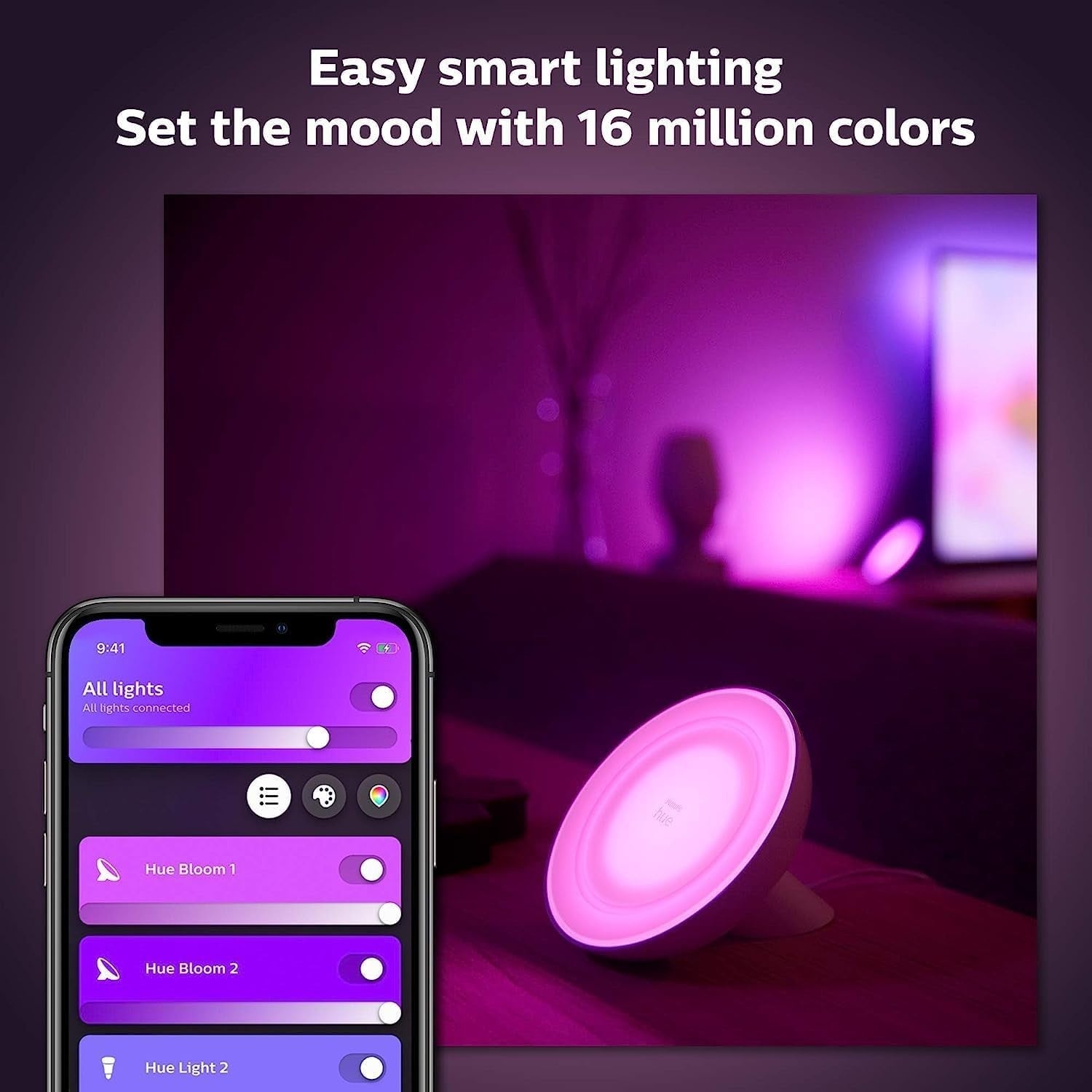 Smart Color LED Table Lamp with Bluetooth & Voice Control, 16M Colors