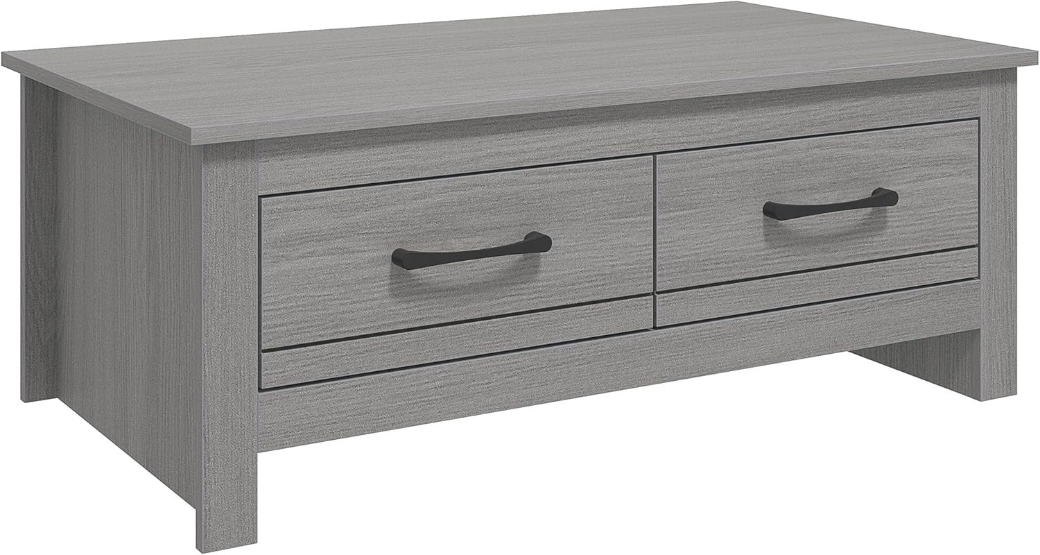 Dark Grey Coffee Table with 2 Drawers & Shelf 93x53x36cm Storage Unit