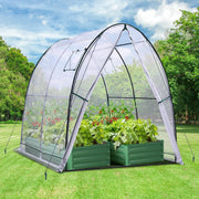 Portable Tunnel Greenhouse with Heavy Duty PE Cover & Mesh Windows 1.8x1.8x2m